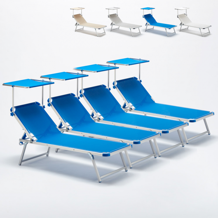 Set van 4 aluminium ligbedden met schuifdak Nettuno Voorraad