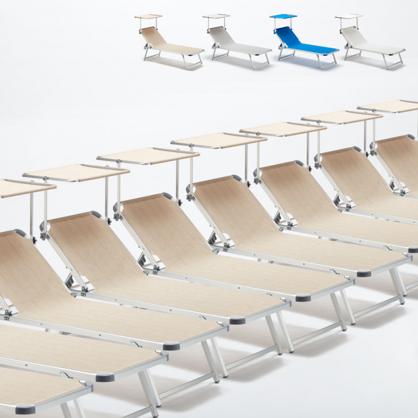 Set van 20 aluminium ligbedden met schuifdak Nettuno Aanbieding Set van 20 aluminium ligbedden met schuifdak Nettuno Aanbieding