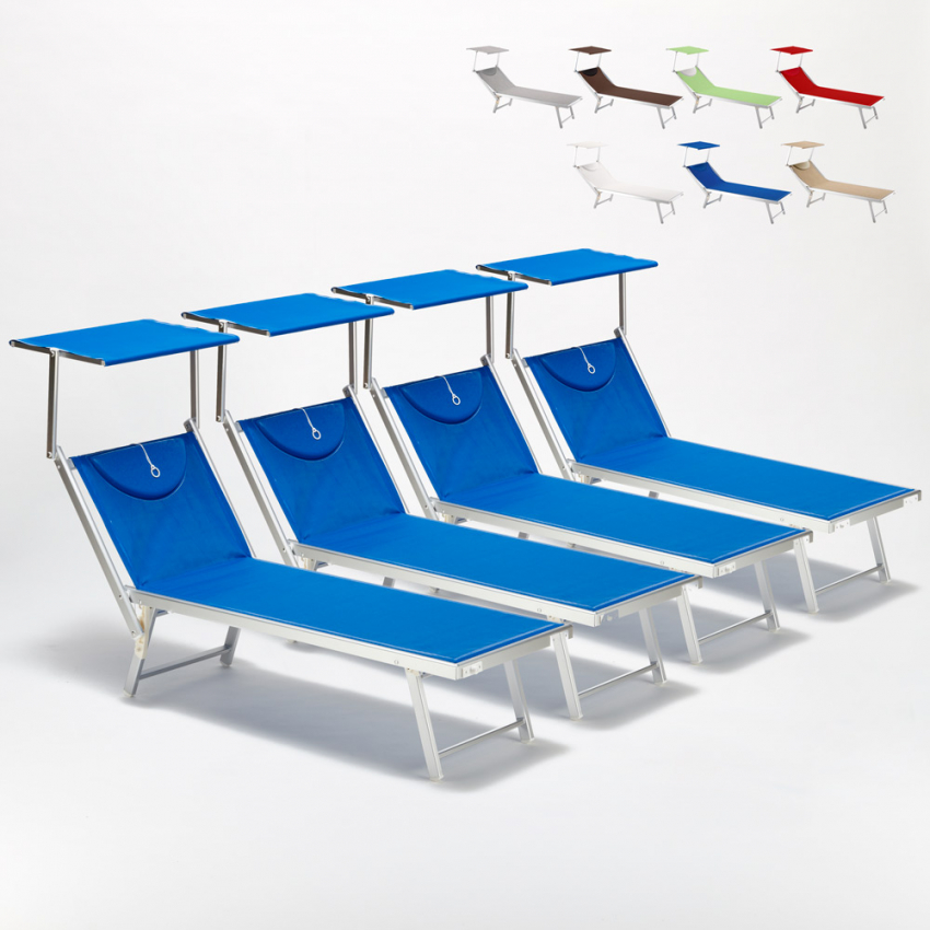Professionele aluminium ligbedden Santorini voor strand, tuin en zwembad, 4 stuks 