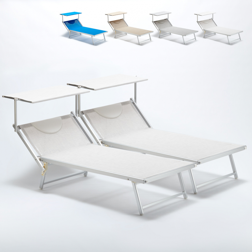 Set van 2 aluminium strandligbedden Grande Italia XL Aanbieding Set van 2 aluminium strandligbedden Grande Italia XL Aanbieding