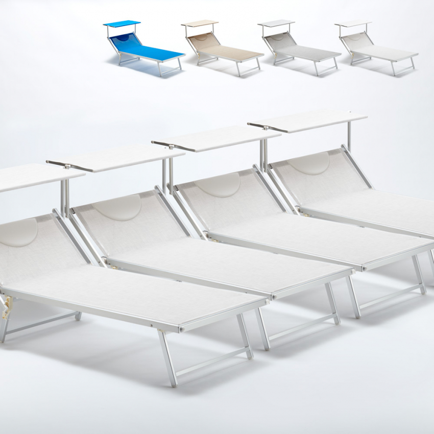 Set van 4 aluminium strandligbedden Grande Italia XL Set van 4 aluminium strandligbedden Grande Italia XL