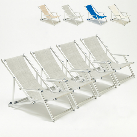 Ligstoelen met armleuningen en aluminium structuur ideaal voor zwembad Lux 4 stuks Riccione