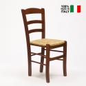 Stock 20 houten stoelen met gevulde zitting voor keuken en rustieke trattoria's Paesana 