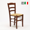 Stock 20 houten stoelen met gevulde zitting voor keuken en rustieke trattoria's Paesana 