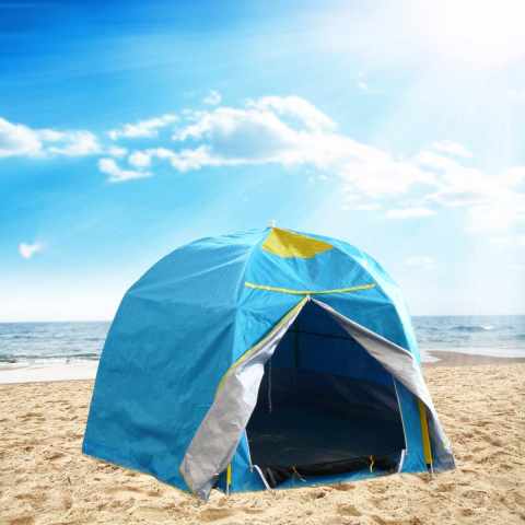 Strandtent 2 plaatsen voor camping en strand winddichte uv-bescherming