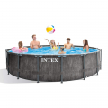 Intex 26742 Prism Frame Greywood rond bovengronds zwembad 457x122 cm Aanbieding