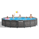 Intex 26744 Prism Frame Greywood bovengronds rond zwembad 549x122 cm Aanbieding