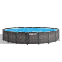 Intex 26744 Prism Frame Greywood bovengronds rond zwembad 549x122 cm Aanbod