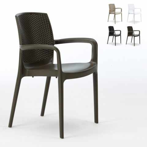 Voorraad aanbod 18 stoelen van polyrattan met armleuningen. Grand Soleil Boheme Aanbieding