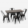 Industriële set van staal en hout met rechthoekige tafel 120x60 cm en 4 stoelen Ralph Kosten