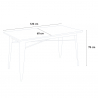 rechthoekige tafel 120x60 met 4 design stoelen van staal en hout Lix industrieel ralph 