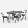 Industriële set met rechthoekige tafel 120x60 cm en 4 stoelen van hout en staal Magis 