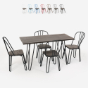 Industriële set met rechthoekige tafel 120x60 cm en 4 stoelen van hout en staal Magis 