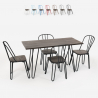 Industriële set met rechthoekige tafel 120x60 cm en 4 stoelen van hout en staal Magis 
