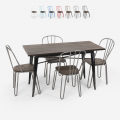 Industrieel set met rechthoekige tafel 120x60 en en 4 design stoelen van staal en hout Otis Aanbieding
