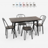 Industrieel set met rechthoekige tafel 120x60 en en 4 design stoelen van staal en hout Otis Catalogus