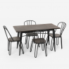 Industrieel set met rechthoekige tafel 120x60 en en 4 design stoelen van staal en hout Otis 