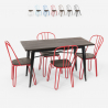 set rechthoekige tafel 120x60 met 4 design stoelen van industrieel staal en hout Lix otis 