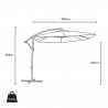 Achthoekige aluminium zweefparasol 3 meter Fan Noir Keuze
