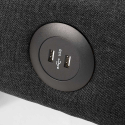 Design slaapbank Astralis van stof met USB-poort en metalen poten 
