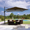 Aluminium zweefparasol 3x3 m Paradise Brown Korting