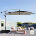 Achthoekige aluminium zweefparasol 3 meter Fan Brown Korting