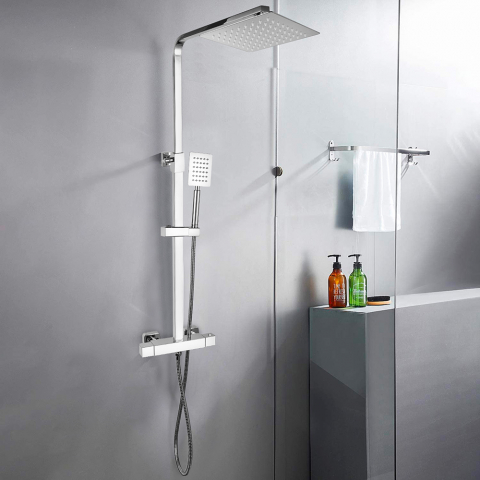 Stainless steel Thermostatic Shower Column with mixer tap and hand shower Saturnia