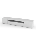 Modern TV cabinet with door and flap drawer 200cm Daiquiri White L Korting