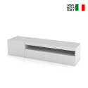 Modern TV cabinet with door and flap drawer 150cm Daiquiri White M Aanbod