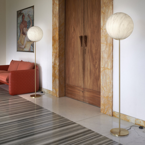 Floor lamp sphere marble effect design by Slide Mineral Stand