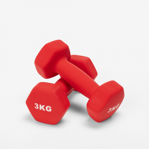 Set of 2 Megara vinyl 3kg dumbbells for gym and fitness