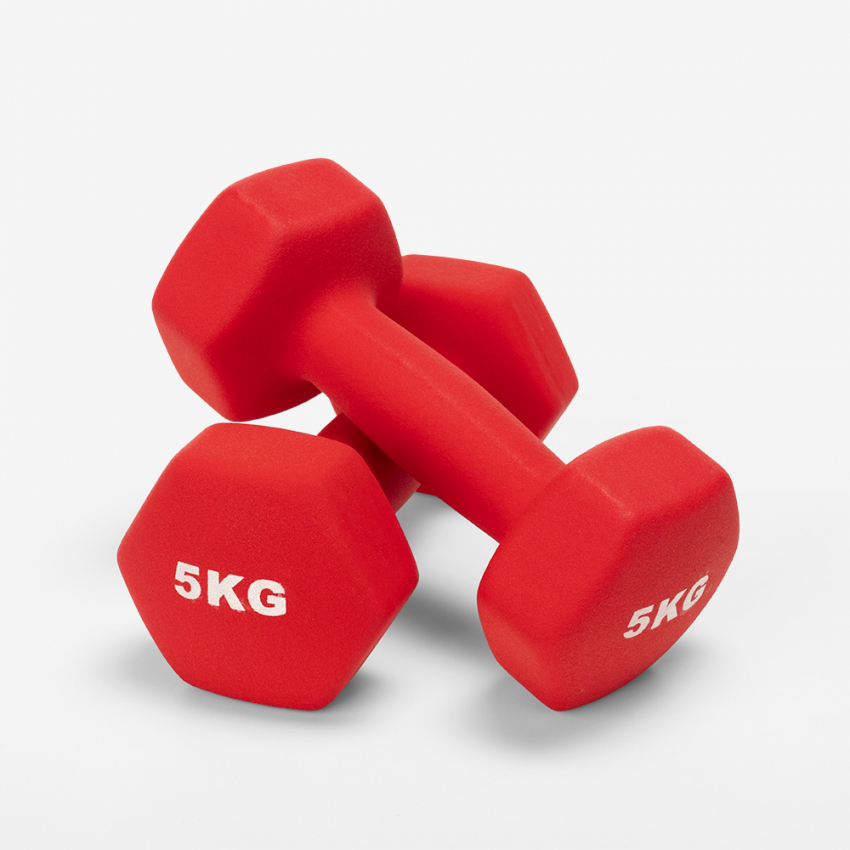 Set van 2 x 5 kg dumbbells van vinyl Megara Aanbieding Set van 2 x 5 kg dumbbells van vinyl Megara Aanbieding