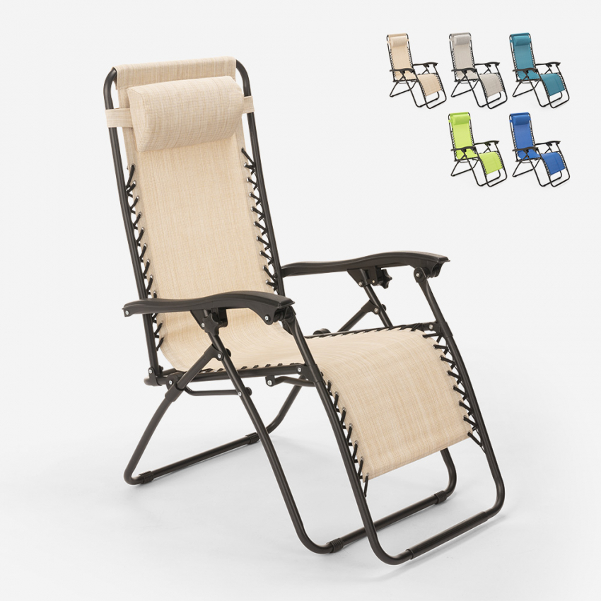 Opvouwbare tuin-en strandstoel Emily Zero Gravity met meerdere standen Korting