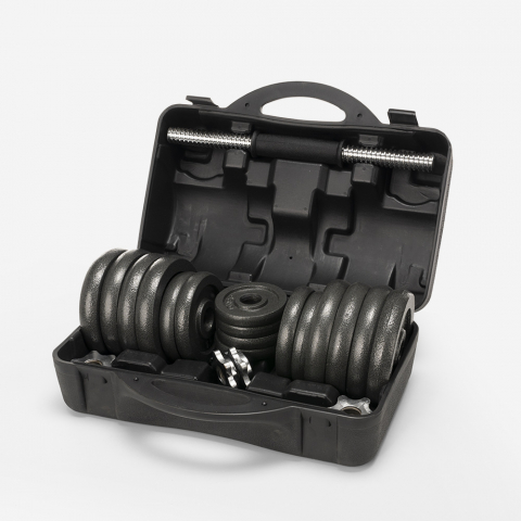 Set of adjustable dumbbells and barbell with case 30kg Hercules L Aanbieding