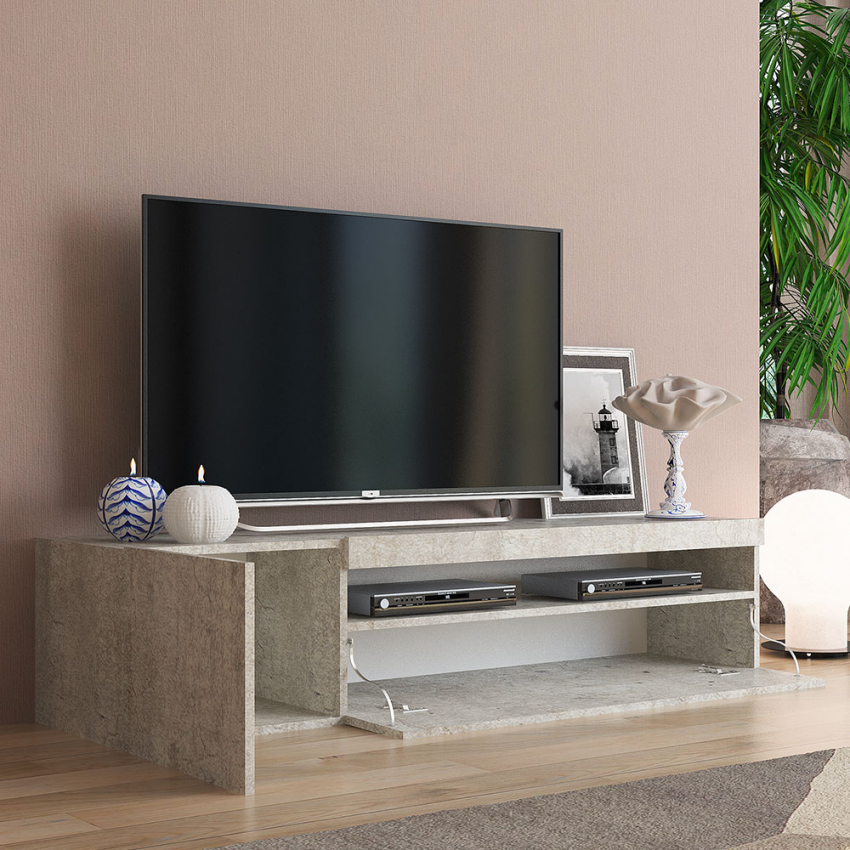 Vallen sturen Schatting DAIQUIRI CONCRETE M modern TV-meubel met deur en kleplade 150cm