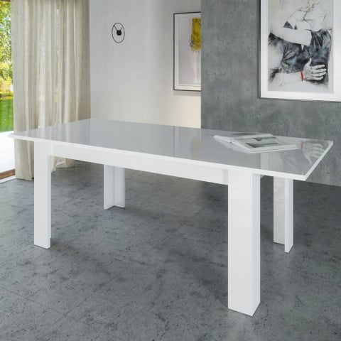 Uitschuifbare eettafel modern design in witte kleur 160-210x90cm JESI LONG