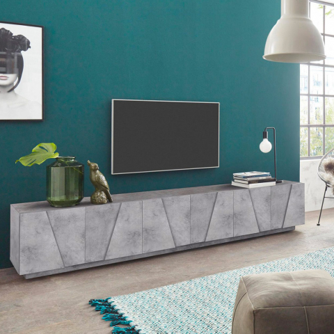 Woonkamer tv meubel 6 deuren 3 kamers modern design Ping Low XL Concrete Aanbieding