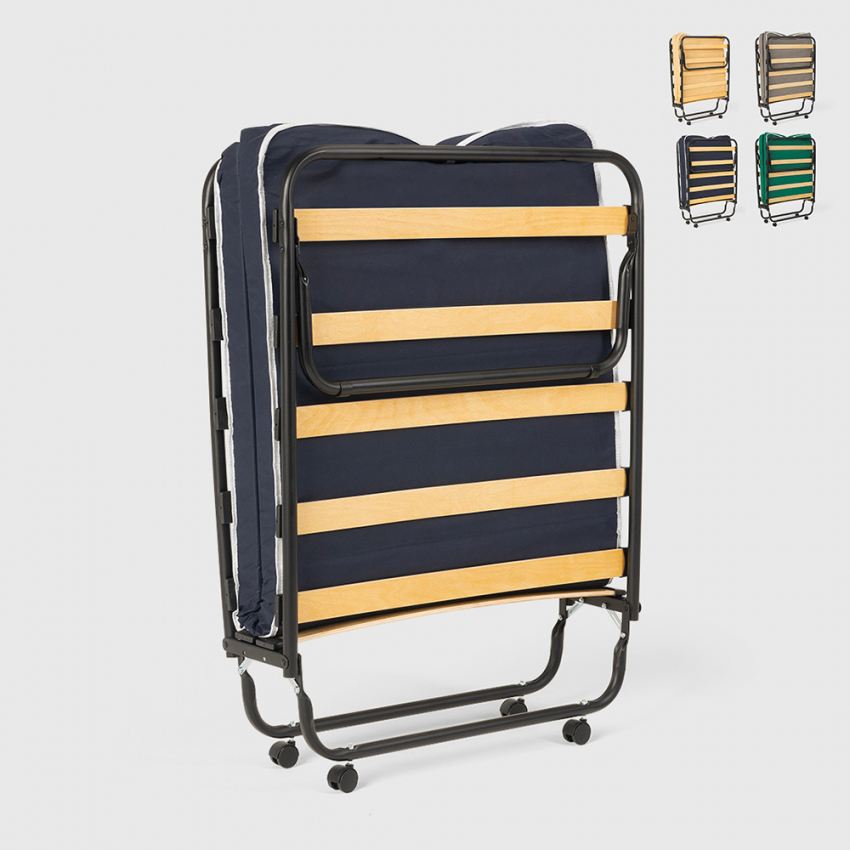 Opklapbed op wielen met matras en lattenbodem 80x180 cm Ares Aanbod Opklapbed op wielen met matras en lattenbodem 80x180 cm Ares Aanbod