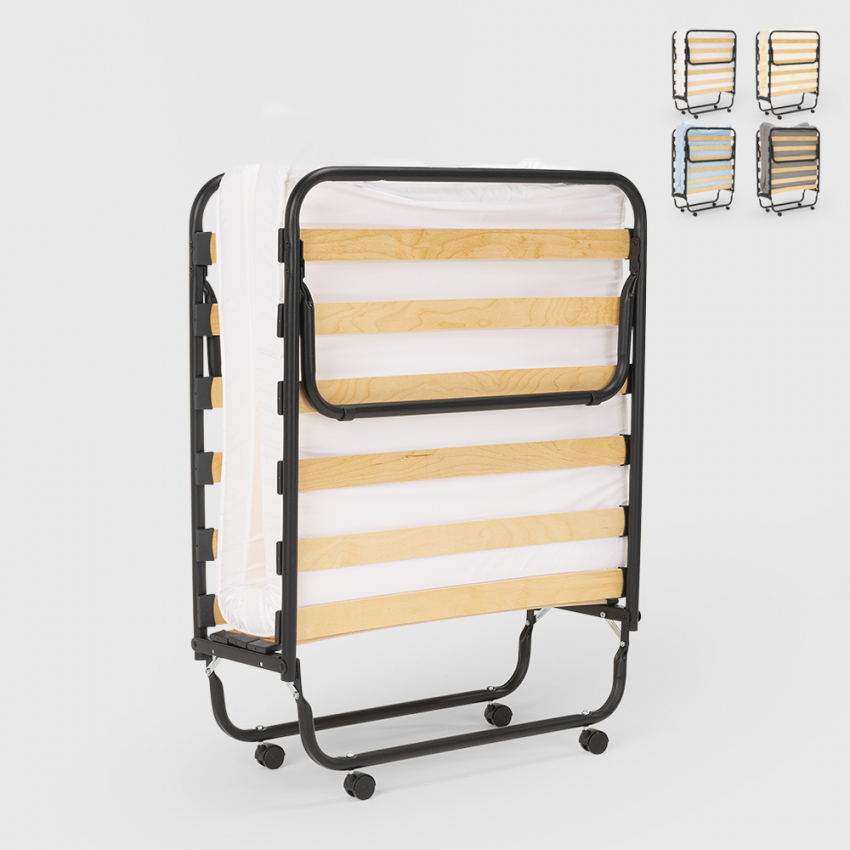 Opklapbed met lattenbodem en microvezelmatras 80x180 cm Apollo Korting Opklapbed met lattenbodem en microvezelmatras 80x180 cm Apollo Korting