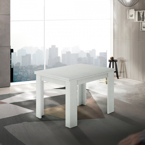 Uitschuifbare eettafel book design wit hout 90-180x90cm Jesi Liber Wood Aanbieding
