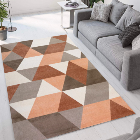 Modern design geometrisch rechthoekig bruin grijs Milano tapijt GLO005 Aanbieding