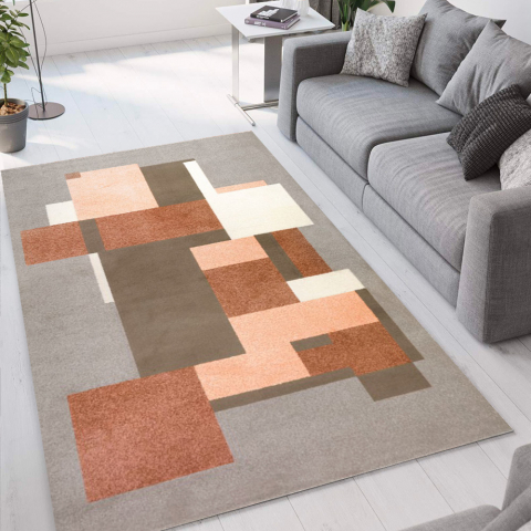Modern design geometrisch rechthoekig bruin grijs Milano tapijt GLO002