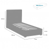 Eenpersoons bed van stof met lattenbodem 80x190 cm Montreux Twin 