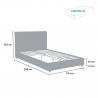 Frans queensize bed in stof met lattenbodem 120x190 cm Montreux 