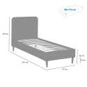 Scandinavisch eenpersoons bed van stof en hout 80x190 cm Friborg Twin 