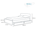 Eenpersoons bed met LED-hoofdbord en lades 80x190 cm Geneva Twin Aankoop
