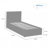 Eenpersoons bed met lattenbodem en opbergruimte 80x190 cm Basel Twin 