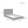 Tweepersoons bed van stof met lattenbodem 160x190 cm Zurich King 