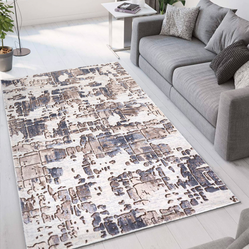 Ruïneren campagne spreiding MAR005 Kortpolig tapijt modern design woonkamer bruin DOUBLE