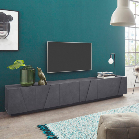 Modern design woonkamer TV-meubel 6 deuren 3 vakken PING LOW XL Ardesia Aanbieding